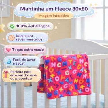 Imagem de Manta Mantinha Bebê Antialérgico Macia Infantil Fleece Estampado 80x80