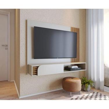 Imagem de Painel para Tv Home Suspenso Ambiente Jurerê Off White Matte Freijó  C