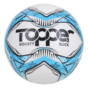 Imagem de Kit Futebol 6 Bolas Society Topper Slick + 1 Bomba de Ar, Azul