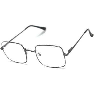 Imagem de Óculos Armação Metal Unissex Quadrado Com Lentes Sem Grau - MAYA