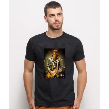 Imagem de Camiseta masculina Preta algodao John Squire Guitarrista Stone Roses