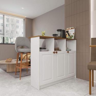 Imagem de Bancada Balcão Ilha Gourmet Para Cozinha 114cm 3 Portas Com Nichos Her