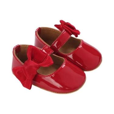 Imagem de Sapatos De Bebê Princesa Com Laço Vermelho, Confortáveis Para Primaver