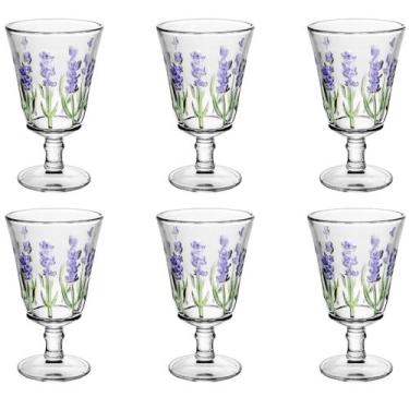 Imagem de Kit 6 Taças Água Suco Lavanda Hand Painting 240ml Cristal - Lyor