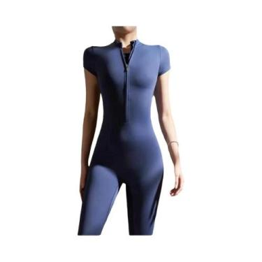 Imagem de Macacão Feminino Slim Fit Com Manga Curta, Estilo Yoga, Sexy E Justo, 
