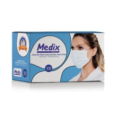 Imagem de Máscara Descartavel Cx C/ 50 und Tripla Com elástico - Medix Brasil