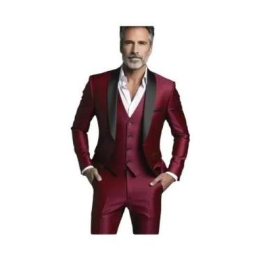 Imagem de Terno Slim Fit Masculino Preto E Branco De Tamanho Grande Em Três Peça