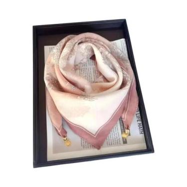 Imagem de Lenço De Seda Luxuoso Feminino Com Fivela Magnética, Estampado, Quadra
