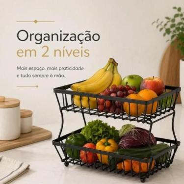 Imagem de Fruteira Metálica 2 Andares - Preta - TOP RIO