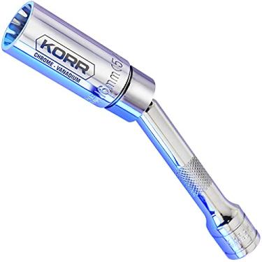 Imagem de KORR Toques KSI002 soquete magnético de velas de ignição de 5/8 polegadas, unidade de 3/8 polegadas, extensão giratória de comprimento de 15 cm
