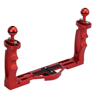 Imagem de Bandeja de compartimentos de câmera subaquática de mergulho, bandeja de alça dupla de alta resistência suporte oco ajustável com chave para tiro de equilíbrio