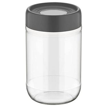 Imagem de Porta mantimento redondo Fresh em vidro com tampa em plastico cor cinza 660ml D9xA15cm-TRANSPARENTE - QLux- Full Fit