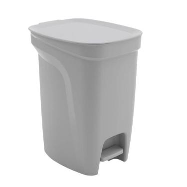 Imagem de Lixeira Tramontina Basic Compact em Polipropileno Cinza com Haste em Aço Galvanizado 10 L Tramontina