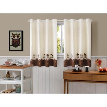 Imagem de Cortina De Cozinha Em Tecido Linhão 3,00M X 1,20M Talheres