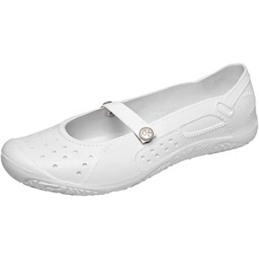 Imagem de Babuche Sapatilha EVA Emborrachado Fecho de Tira Segurança Absorção de Impacto Antiderrapante Tamanho:38;Cor:Branco;Gênero:Feminino;Departamento BS:Esporte