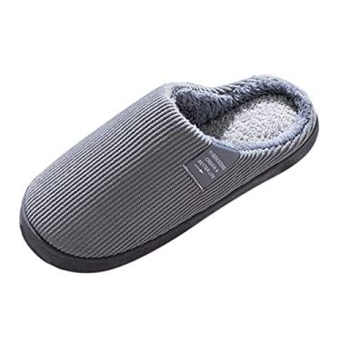 Imagem de Chinelo de pelúcia para homens chinelos chinelos de casa chinelos masculinos quentes macios em flip masculinos para interior bota, Cinza, 10
