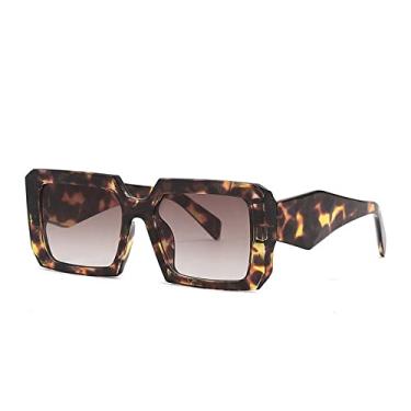 Imagem de Óculos de sol de luxo retrô quadrado feminino moda leopardo colorido gradiente sombras uv400 masculino designer óculos de sol, c6, outros