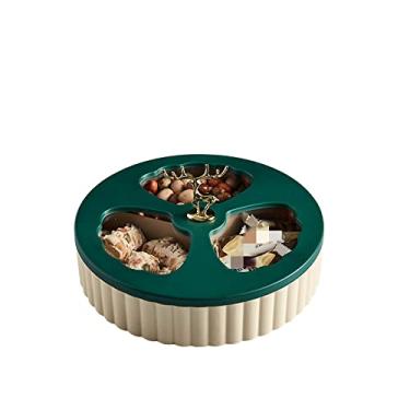 Imagem de Caixa de armazenamento de frutas secas e nozes estilo nórdico bandeja de lanche de plástico com tampa transparente, camada única bege