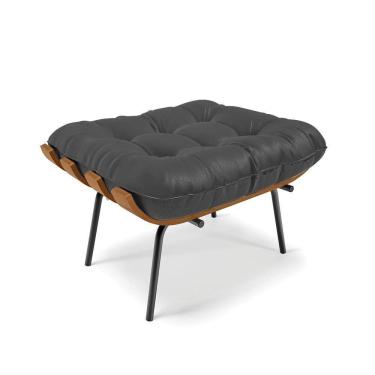 Imagem de Puff Costela Corino Base Metálica Preto - D`Rossi Cor Preto