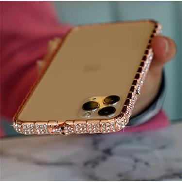 Imagem de Para iPhone X XR XS Case Para iPhone 13 11 Pro Max 12 8 7 Plus Case Glitter Strass Inlay Metal Frame, Rose Gold, para iphone SE 2020