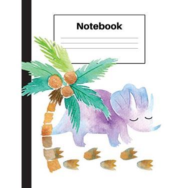 Imagem de Notebook: Dinosaur Triceratops, Palm Tree, Foot Prints, Graph Paper 5x5, Notebook Home Office School Student Teacher Homeschool, 7.4 x 9.7 in, 200 pages kids, school, home, students, teachers