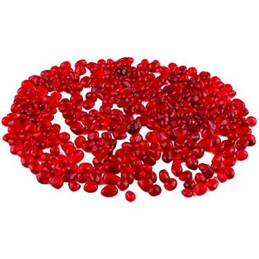 Imagem de VTurboWay Ornamento de pedra de aquário vidro vermelho pedra cristal tanque de peixes decoração de cascalho fantasia DIY tanque de peixes planta hidropônica decoração criativa (um pacote de 150, vermelho)
