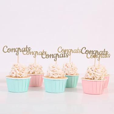 Imagem de Parabéns Toppers de cupcake para formatura - Parabéns, palhetas de comida, decorações de festa de formatura, enfeites de cupcake de aposentadoria, parabéns com glitter 2022