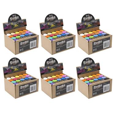 Imagem de Soho Urban Artist Conjunto Jumbo Artist Street Pastel Sidewalk – para pavimentos, calçadas, concreto ou tijolo com pigmentos ricos, brilhante, macio, suave e durável – Conjunto de 20 cores sortidas – Pacote com 6
