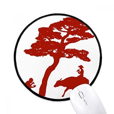 Imagem de DIYthinker Tapete de mouse para área de trabalho de árvore de vaca da China tapete redondo para computador
