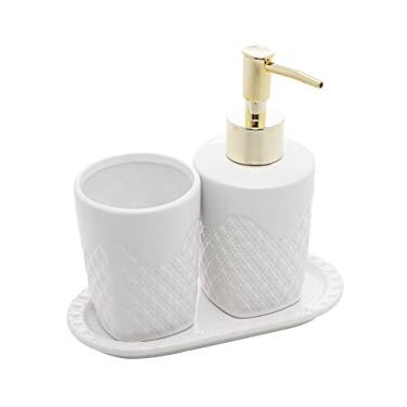 Imagem de Conjunto 3 Peças para Banheiro de Cerâmica Summit Branco e Dourado - Lyor