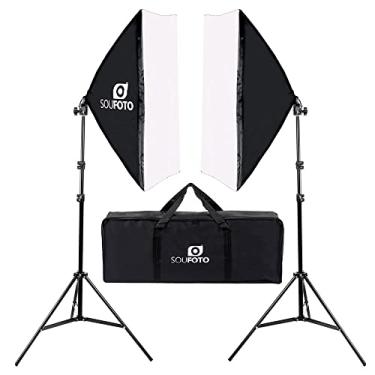 Imagem de Kit de Iluminação com Softbox 50x70cm, Tripé de 2 metros e Bolsa de Transporte para Gravações de Vídeos, Fotos em Estúdio, Lives e Reuniões (2x Softbox, Tripé e Bolsa)