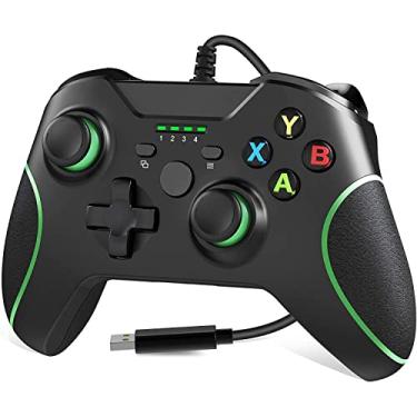 Imagem de SZAMBIT Controlador Com Fio USB Para PC Games Controller Para Wins 7 8 10 Microsoft Xbox One Joysticks Gamepad Com Dupla Vibração (Estilo 1,Preto+verde)