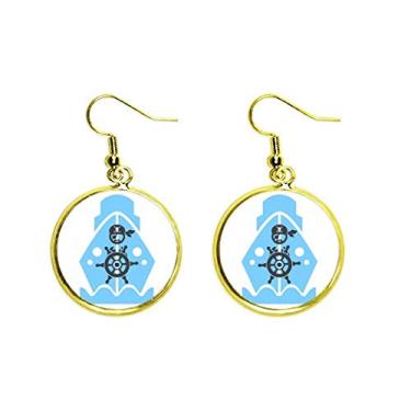 Imagem de Volante pirata Navio Navegação Orelha Pendente Dourado Brinco Joia Feminina