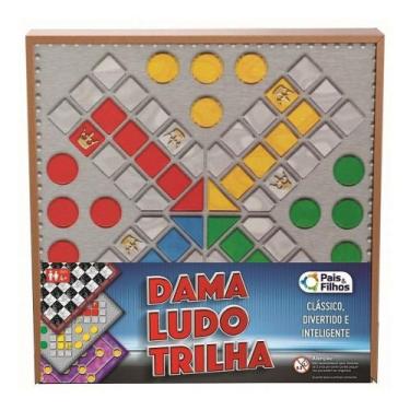 Jogo De Dama / Trilha com Tabuleiro e Estojo Madeira - Pentagol