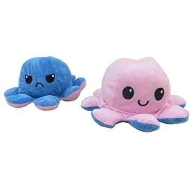 Imagem de Polvo Pelucia do Humor Bipolar Bravo e Feliz Bicolor Brinquedo Reversível