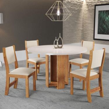 Imagem de Conjunto Sala de Jantar Mesa Redonda 90cm Imperio 4 Cadeiras Sol Viero