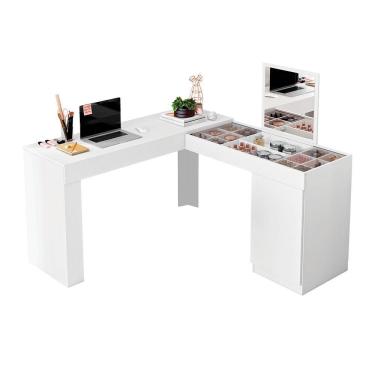 Imagem de Escrivaninha Penteadeira Vera com Nicho Organizador 136 cm Branco - D`Rossi