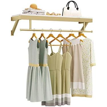 Imagem de Prateleiras De Exibição De Roupas Para Lojas De Roupas Ficam Douradas, Prateleiras De Roupas Montadas Na Parede, Prateleiras De Janela, Cabide Decorativo Na Parede, Poste De Exibição De Roupas De
