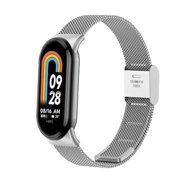 Imagem de Pulseira Metal Milanês Colorida Compatível com Xiaomi Band 8 (Prata)