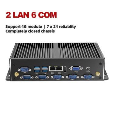 Imagem de Mini PC industrial Fanless  LAN duplo de NIC  6 * COM  RS232  RS485  núcleo i5  4200U  2955U  Win10