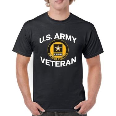 Imagem de Camiseta US Army Veteran Soldier for Life Military Pride DD 214 Patriotic Armed Forces Gear Licenciada Masculina, Preto, P