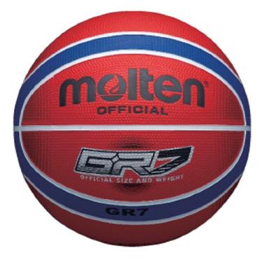 Imagem de Molten Bola de basquete de borracha com design de 12 painéis, vermelho/azul, tamanho 7