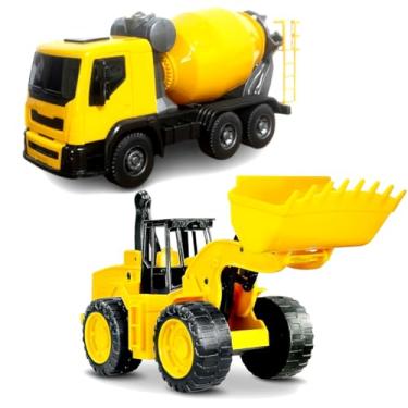Imagem de Generic - Kit 2 Carrinhos Trator Pá e Caminhão Betoneira Infantil Roma