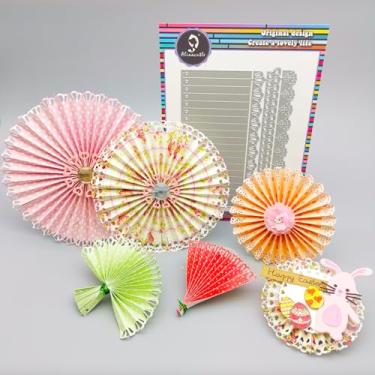 Imagem de Alinacutle 1 peça de corte de metal roseta e 3 peças de bordas de cartão para fãs de bricolage, artesanato de papel, artesanato feito à mão, decoração de casa, álbum de recortes e modelo de arte de