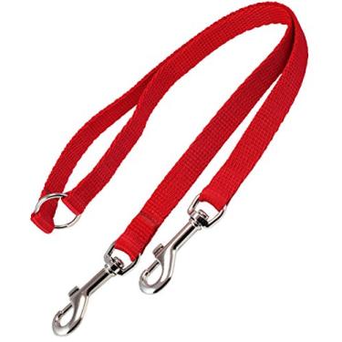 Imagem de Coleira dupla para cães de nylon de 38 cm – dois acopladores de cachorro vermelhos 3 tamanhos (pequeno: 5/16" de largura)
