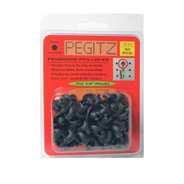 Imagem de Pegitz Pegboard Peg Locks (50 peças), Preto, 1/4 Inch