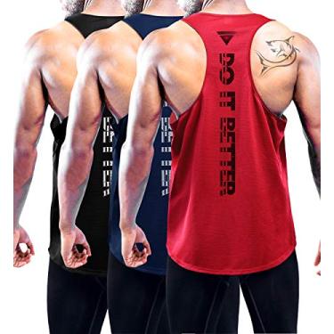 Imagem de Boyzn Pacote com 1 ou 3 regatas masculinas com costas em Y, regata atlética para academia muscular, camisetas sem mangas, Pacote com 3 - preto/azul marinho/vermelho, M