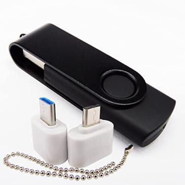 Imagem de Pen Drive USB de 4 GB pen drives de memória com 1 OTG (Micro USB) e 1 adaptador tipo C (USB-C) para celular (preto)