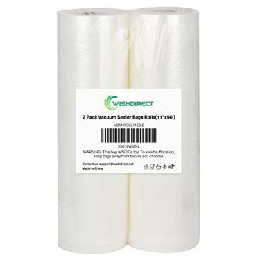 Imagem de WISH sacos de selagem a vácuo Rolos compatíveis com FoodSaver (pacote com 2), 28 cm x 1,8 m, sacos de armazenamento de alimentos em relevo para armazenamento de alimentos em relevo para saco de cozinhar Sous Vide (total de 30 metros)