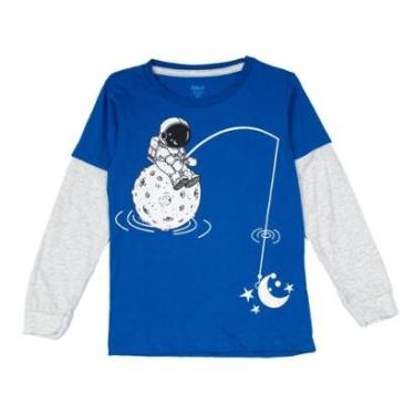 Imagem de Camiseta Infantil Pitiska Manga Longa Moon Azul/cinza-Masculino